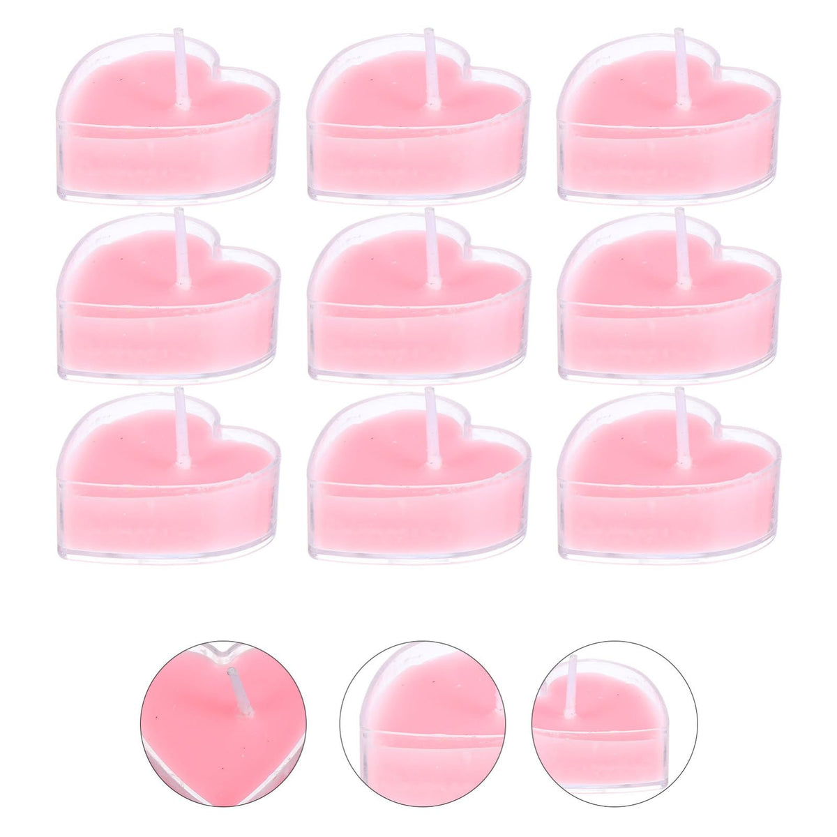 Beavorty 9Pcs Heart Shaped Scented Candles Smokeless Tea Wax with Pink Rose Fragrance Eco Friendly Aromatherapy for Home Wedding Birthday Decoration Soft Flicker Romantic Lighting