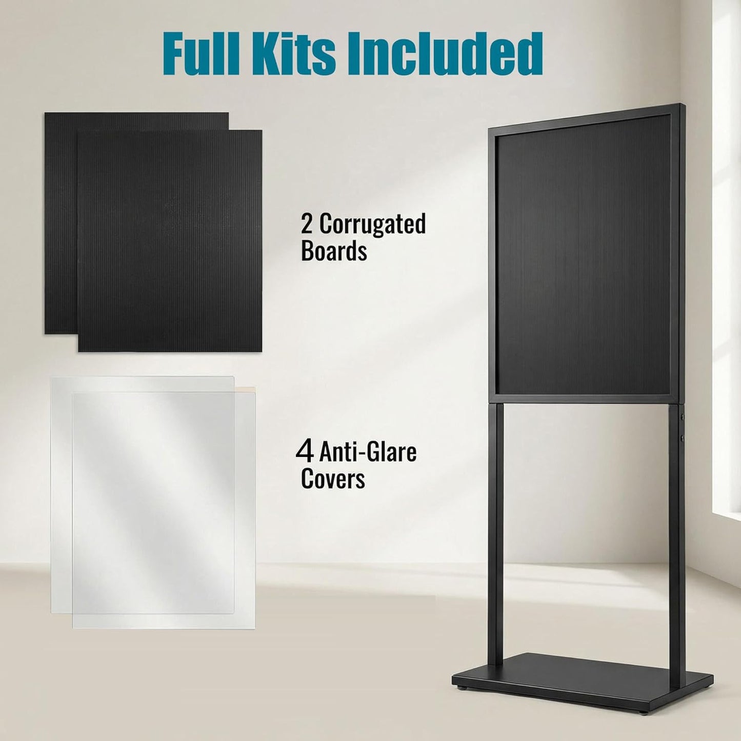 USCNC Black 22×28inch Sign holder floor stand, heavy Duty Pedestal poster banner stand for display,22×28inch slide-in double sided poster sign holder floor standing for board Display (Black 2 Pack)