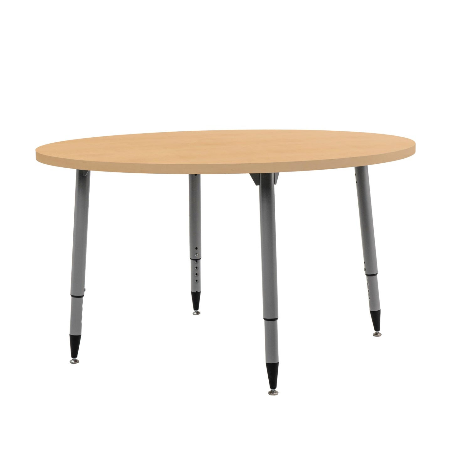 Adapte Commercial Classroom Activity Table - 48" Round Woodgrain, ADA Compliant Tapered Legs with Glides & Casters, Adjustable Height 22-34" Wheelchair Accessible, School & Office Furniture