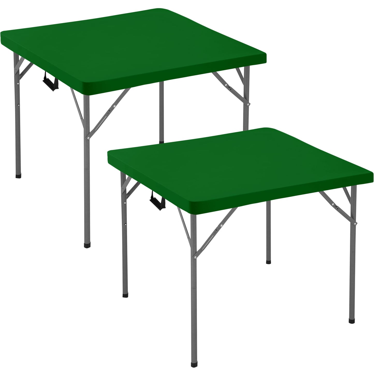 Enjoyidea Square Fitted Tablecloth 34x34 Inch-2 Pack Green Card Elastic Spandex Table Cover-Small Stretch Folding Christmas Table Cloths Topper Cap for Kitchen Dining Picnic Patio Outdoor Party Tables