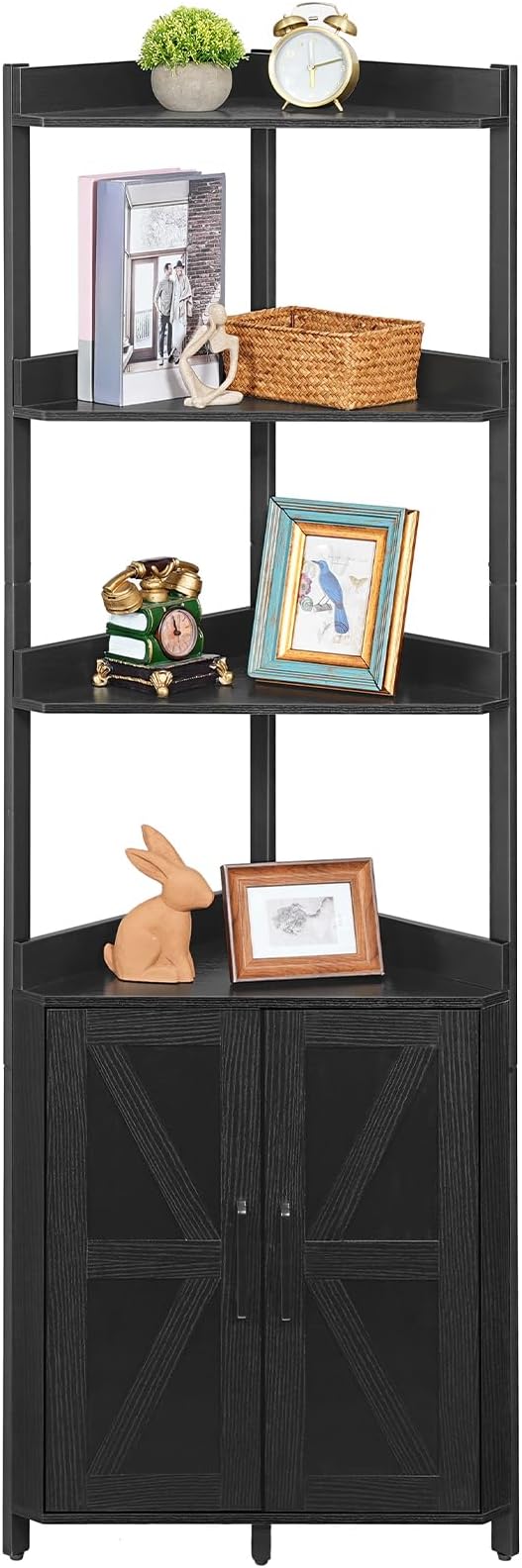 HOOBRO Corner Shelf with Storage, Tall Corner Storage Cabinet, 5-Tier Corner
