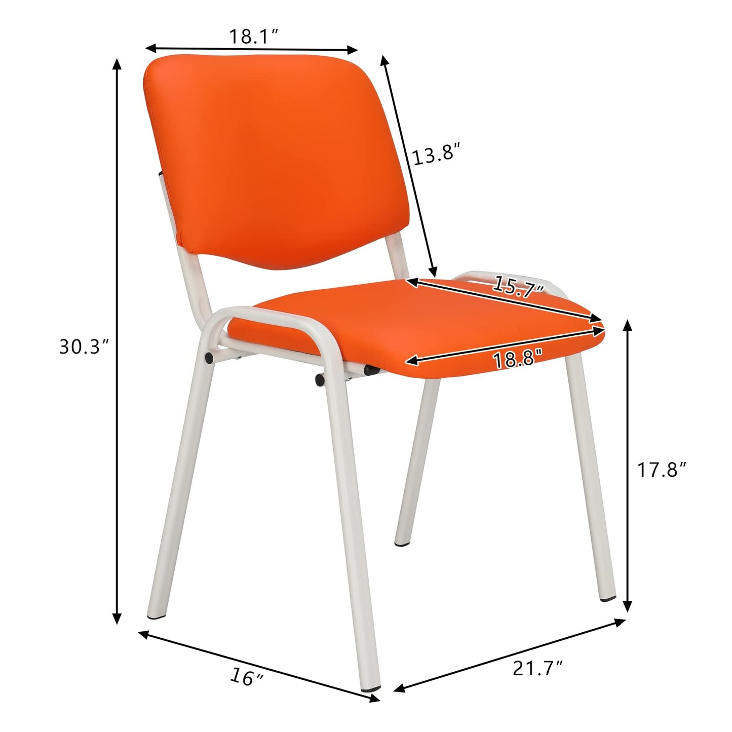 VINGLI Orange Waiting Room Chairs, 5-Pack PU Church Chairs Conference Stackable Office Guest & Reception Stacking for Meeting,Office Lobby, Simple&Space-saving Pu-orange