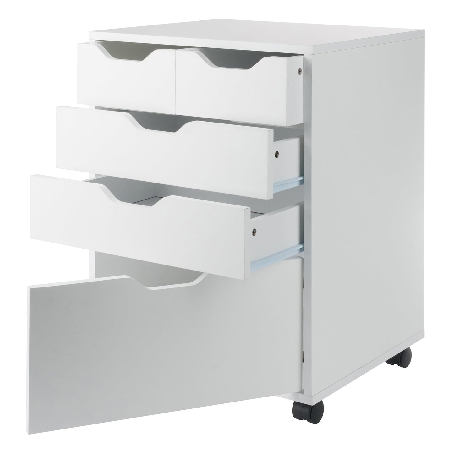 Winsome Halifax Mobile Storage Cabinet with 5 Drawers in White, Stylish & Functional Home Storage Cabinet for Filing, Kitchen Organization, Moveable Furniture for Office, Dorms, Apartments