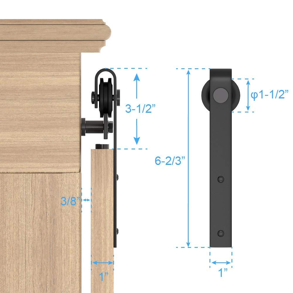 ZEKOO 5FT Super Mini Sliding Barn Door Hardware Kit for Single Door Cabinet, Small Barn Door Hardware Track Kit for TV Stand, Cupboards, Storage Cabinets, Wardrobes, J Shape Hanger (No Cabinet)