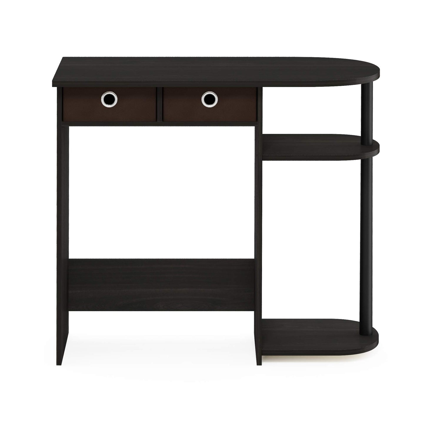 Furinno Go Green 32-Inch Black Computer Desk, Office Desk with 2 Side Shelves and Storage Bins, Rectangular Home Office Desk, Gaming Desk for Home Office, Bedroom, Study Room, Black Espresso