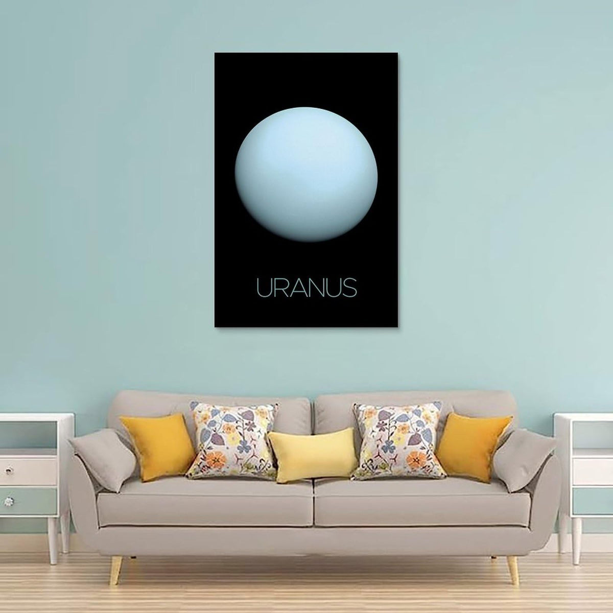 XIAOLOUTINYU Solar System Canvas Wall Art - Uranus Planet Space Poster for Kids Room Bedroom Classroom, STEM Educational Astronomy Decor, Science Gift for Boys Girls Teens, 16x24 Inch Unframed