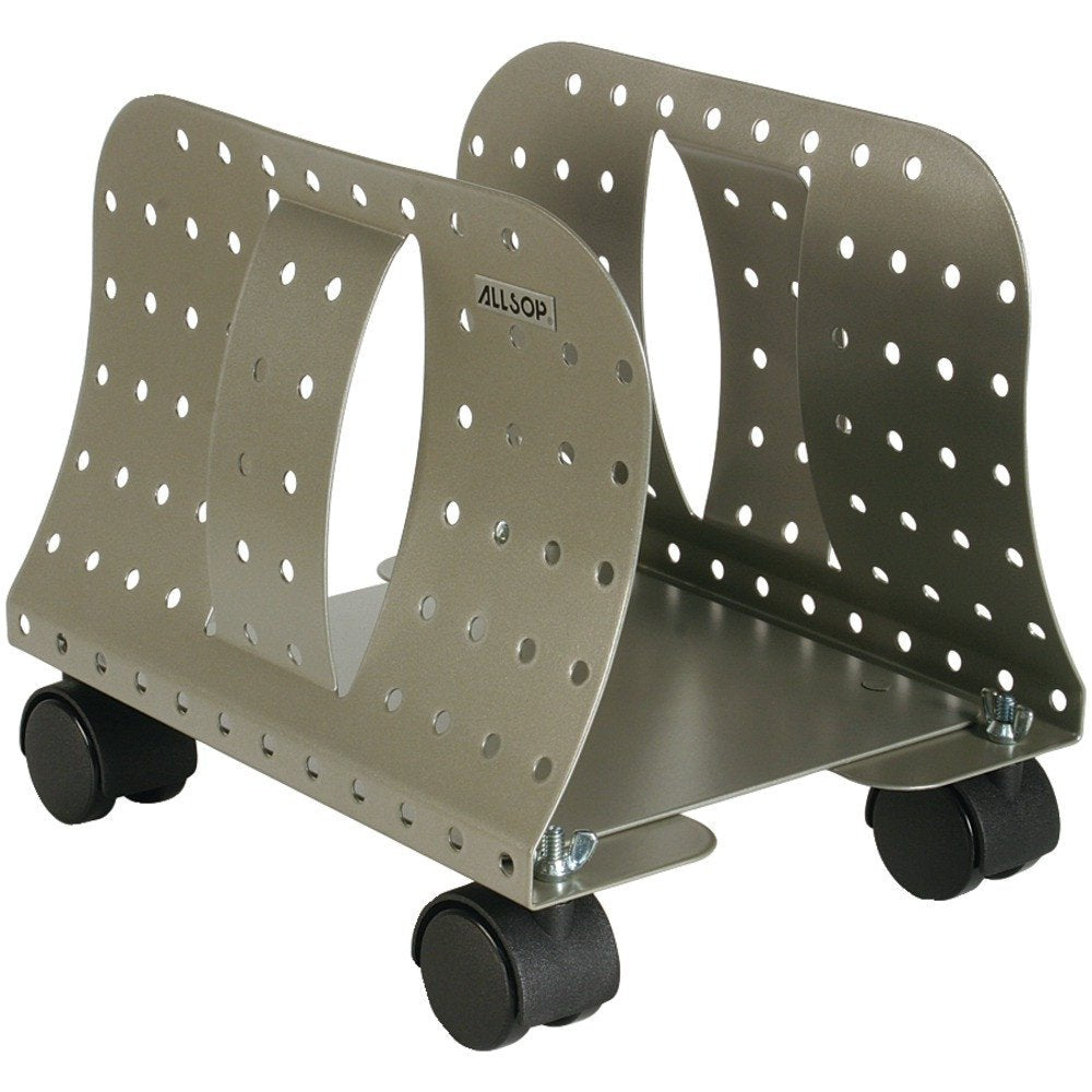 Allsop Metal Art CPU Caddy, Adjustable Width Mobile Computer Stand with 4 Caster Wheels - Pewter (27761)