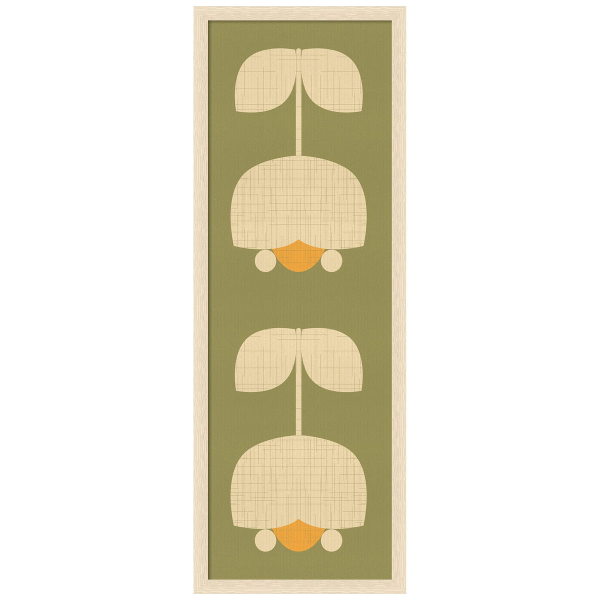 Amanti Art Framed Fabric Pinboard 15 x 42, Scandinavian Tulip Decor by Dina Dankers Printed Casual Bulletin Board for Use as a Vision Board or Wall Organization, Woodgrain Stripe Blonde Frame