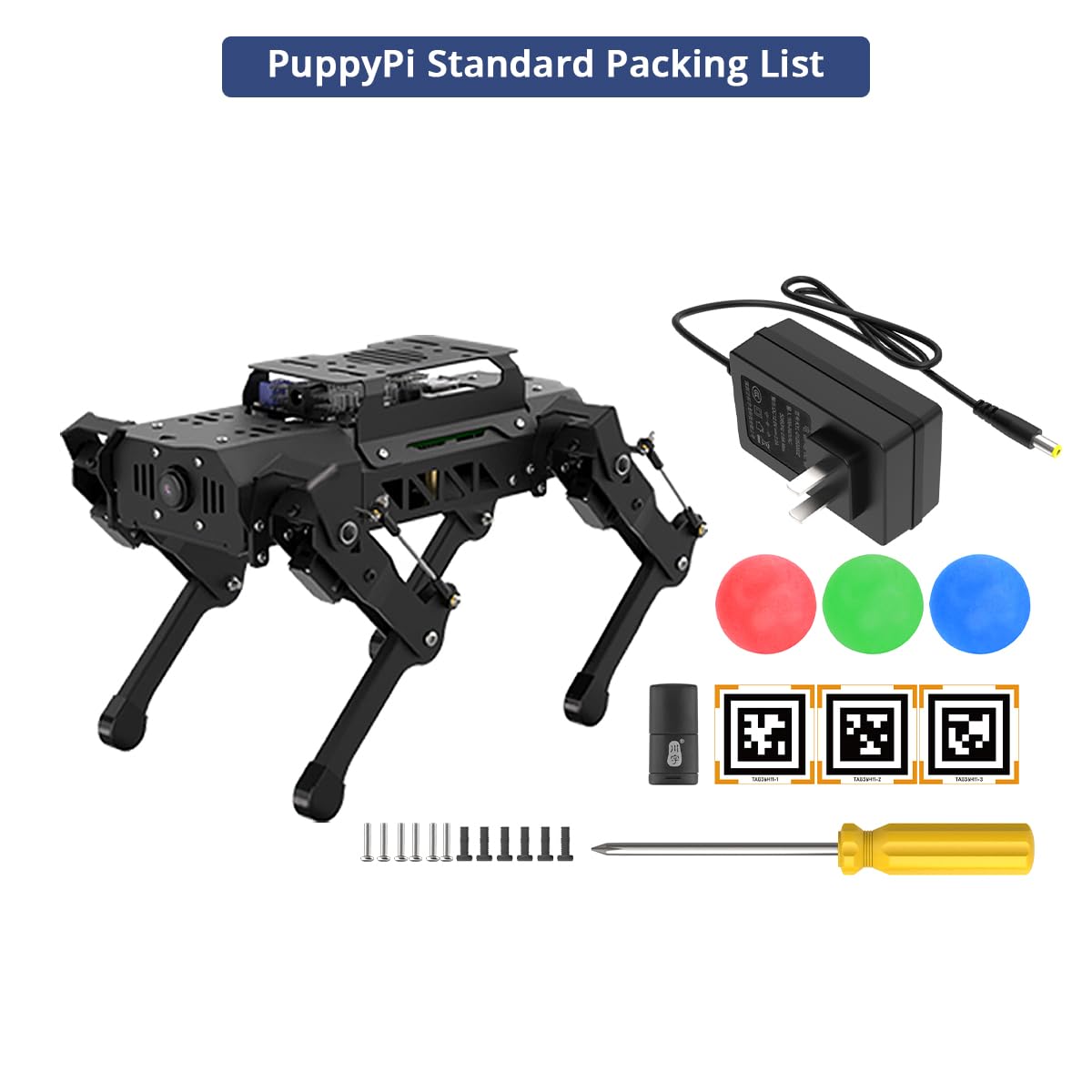 PuppyPi Robot Dog with ChatGPT Large AI Models AI Embodied Intelligence ROS Robotic Dog Vision Scene Voice Understanding SLAM Mapping Navigation Bionic Quadruped Robot, Standard Kit & RaspberryPi5 2GB