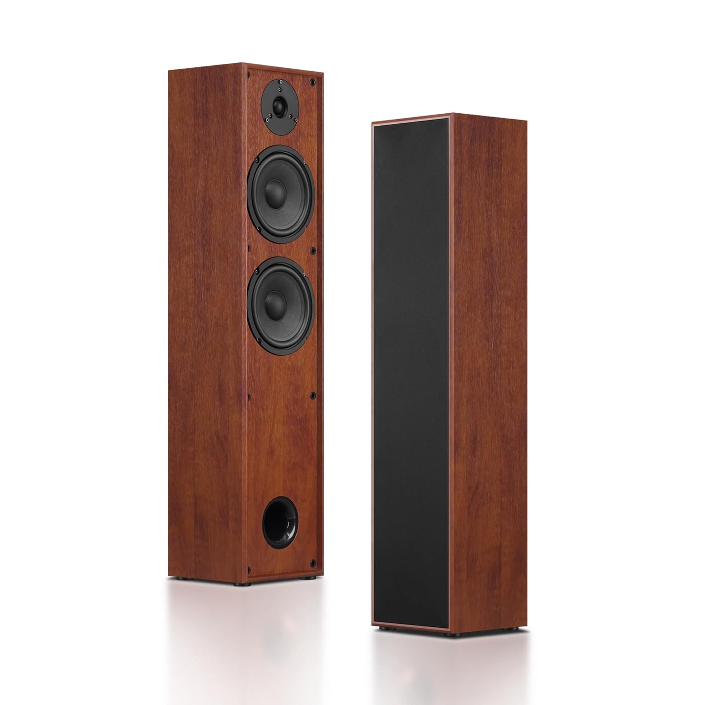 Elimavi Passive Floorstanding Stereo Speakers, Tower Design with 1" Tweeter and 6.5" Woofer, Two-Way System, 4-Ohm Impedance, 120W RMS, Sturdy MDF Cabinet, Ideal for Home Theater Systems, Brown