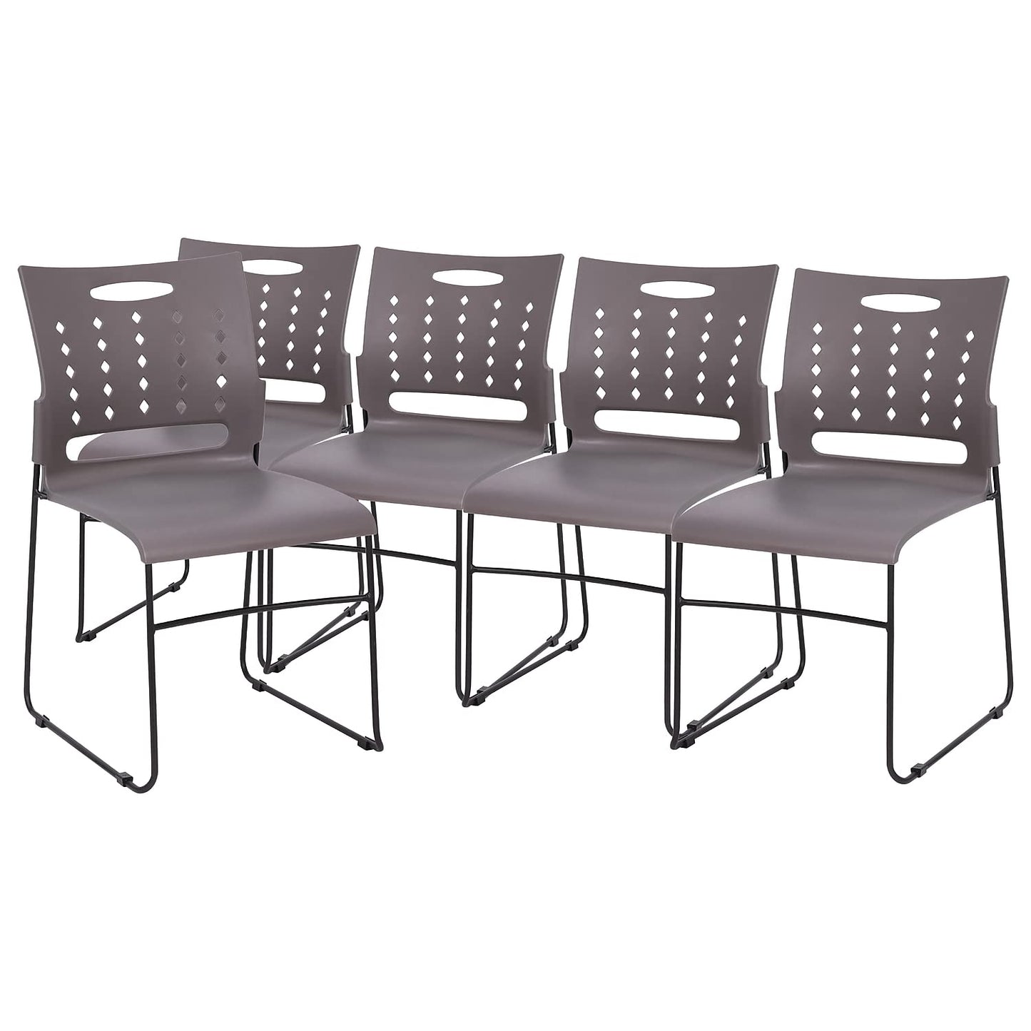 Flash Furniture HERCULES Series 881 lb. Capacity Gray Sled Base Stack Chairs with Air-Vent Back, Set of 5