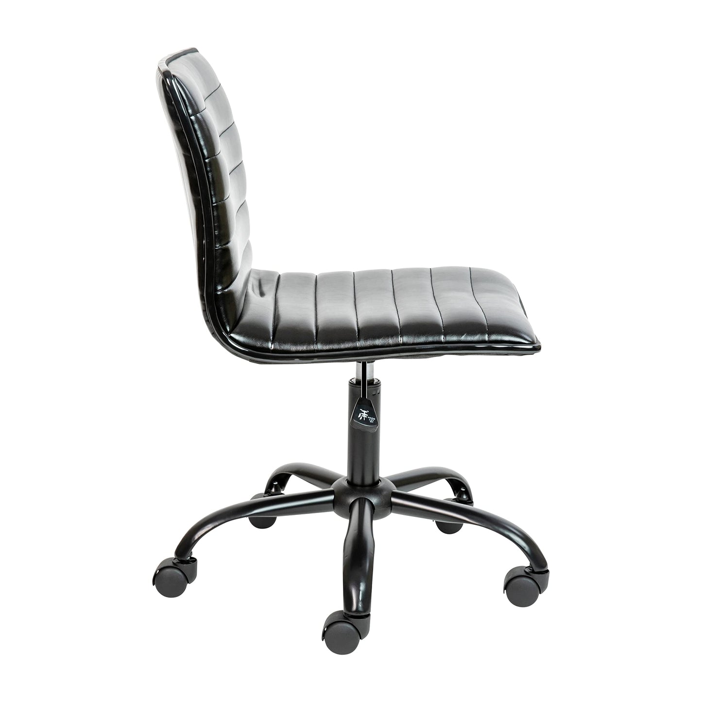 Flash Furniture Alan Office Task Chair - Black Vinyl - Black Frame - Armless - Ribbed Back and Seat - Low Back Design