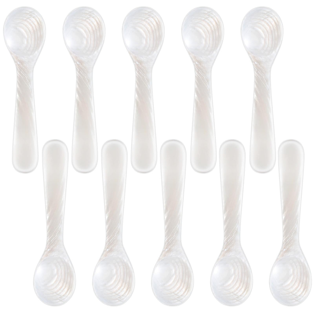 Patelai 10 Pieces Set of Caviar Spoons Mother of Pearl Spoons with Handcraft Round Handle for Caviar, Egg, Ice Cream, Coffee, Kitchen, Restaurant for Serving Caviars (8cm/3.15 Inch)