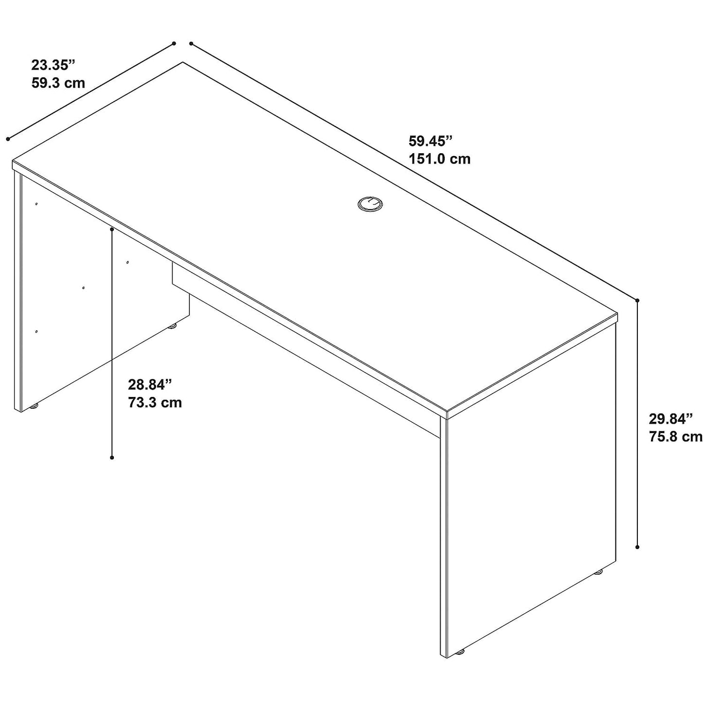 Bush Business Furniture Series C 60W x 24D Credenza Desk in Mahogany, Computer Table for Home or Professional Office