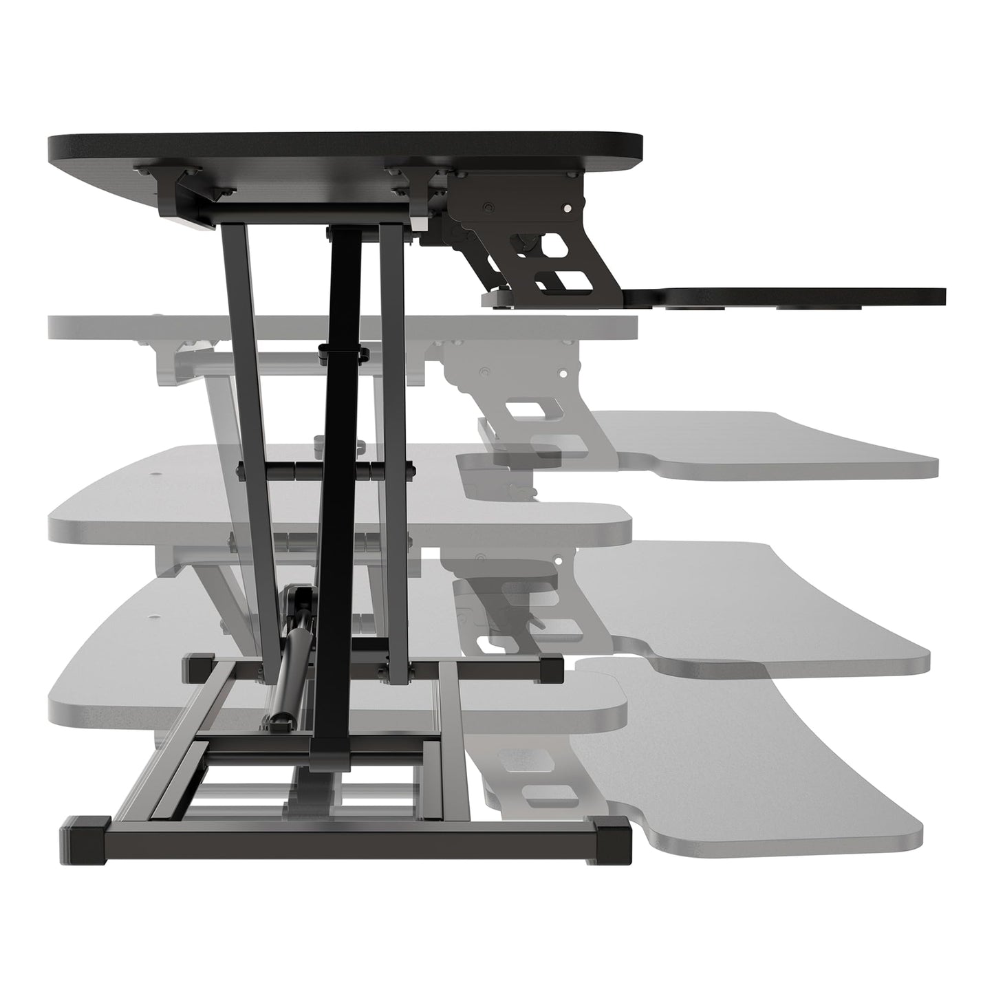 Realspace® P10 Pneumatic Standing Desk Riser Converter with Keyboard Tray, 20"H x 31-1/2"W x 25"D, Black