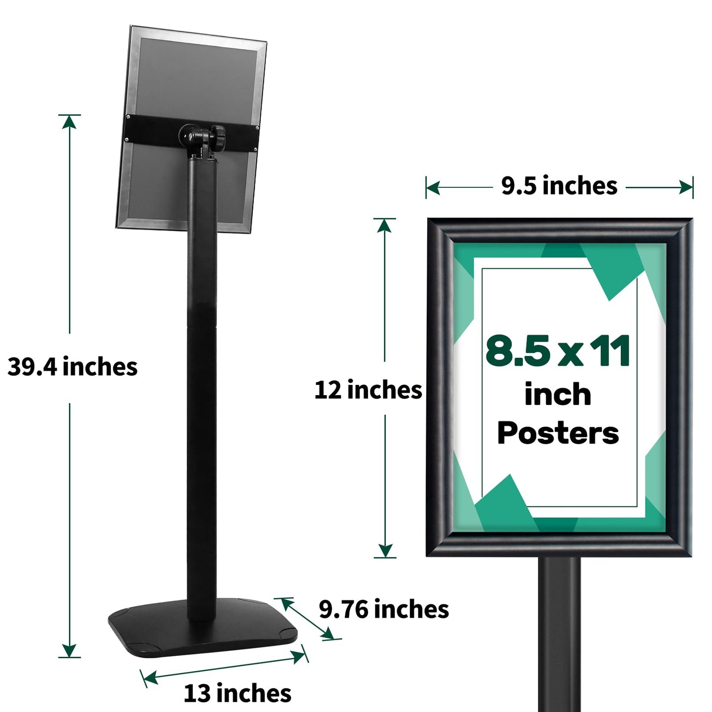 Mutualsign 3Pcs Heavy Duty Pedestal Sign Holder for Display, 8.5 x 11 inches Adjustable Floor Standing Sign Holder with Weighted Base ,Sign Stand for Indoor/Outdoor Advertising，Black