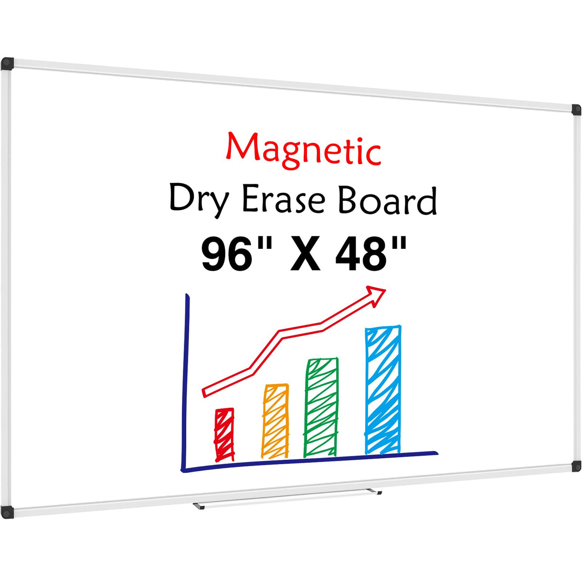 XBoard Magnetic Dry Erase Board 96 x 48 Inches Wall-Mounted, 4'x8' Presentation Whiteboard with Marker Tray, Aluminum Frame White Board for School Office