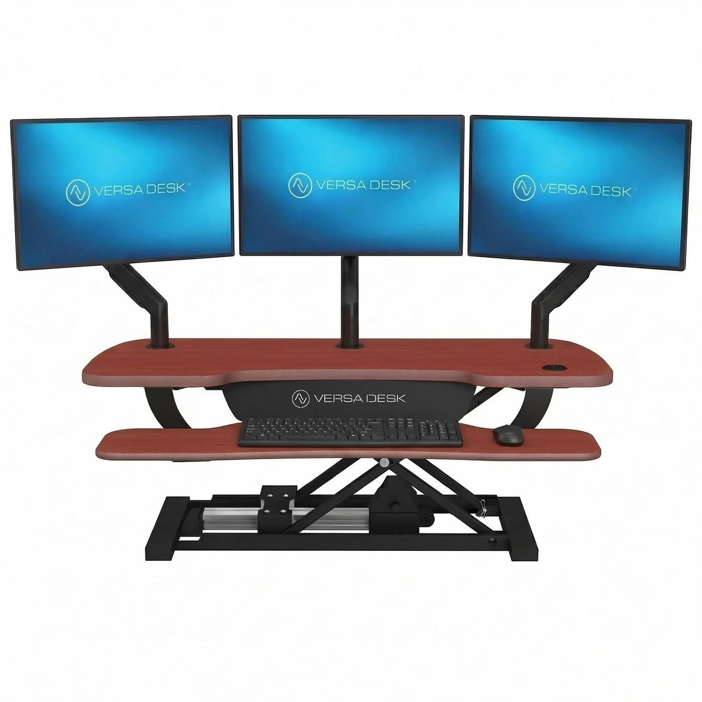 VERSADESK PowerPro 40” x 24” Standing Desk Converter | 7.75” - 23.5” Electric Height Adjustable Sit to Stand Desk Riser w/ Keyboard Tray & USB Hub - Ergonomic Workstation for Home & Office, Cherry