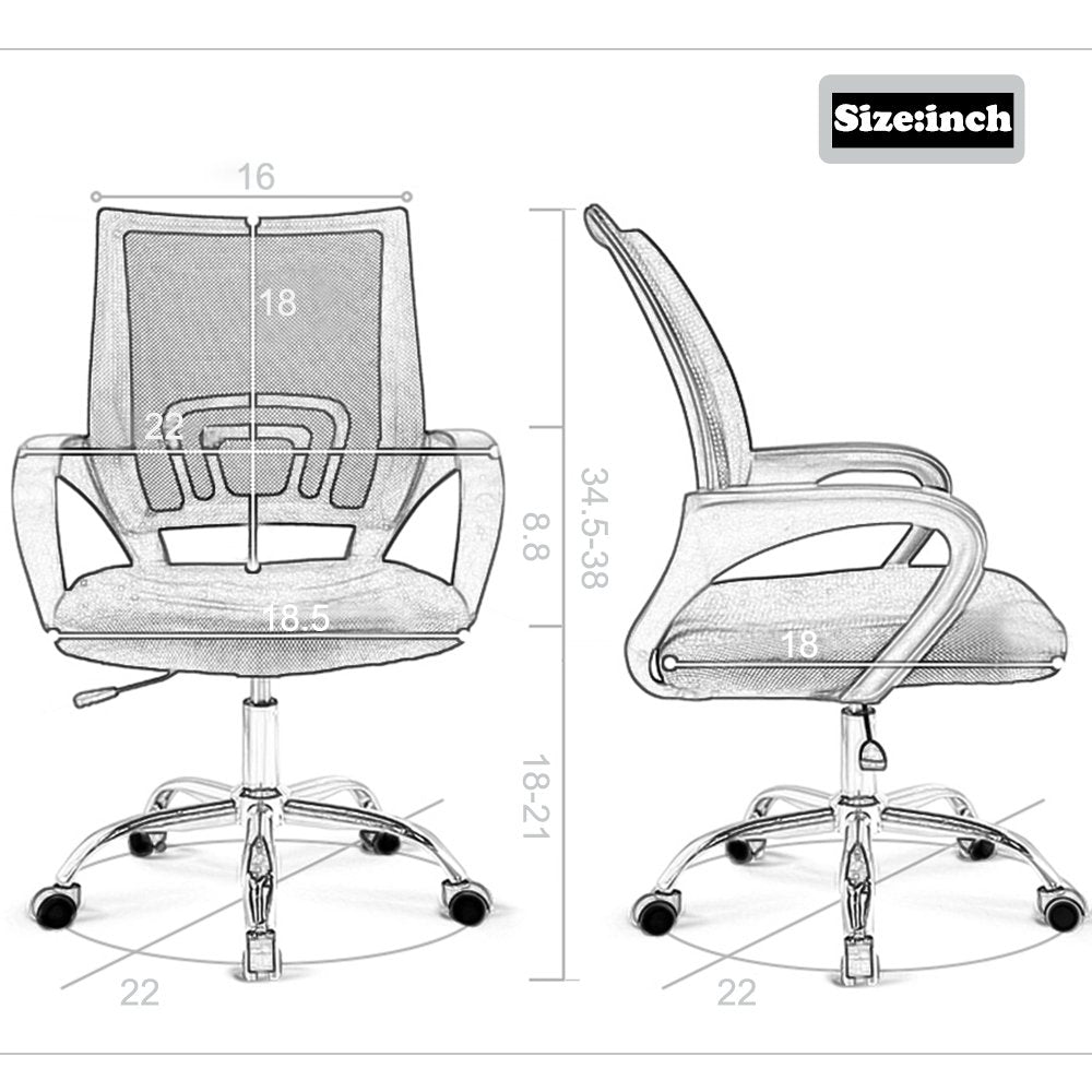 BestOffice Ergonomic Office Chair Mesh Cheap Desk Chair Task Computer Chair Lumbar Support Modern Executive Adjustable Rolling Swivel Chair for Back Pain, White