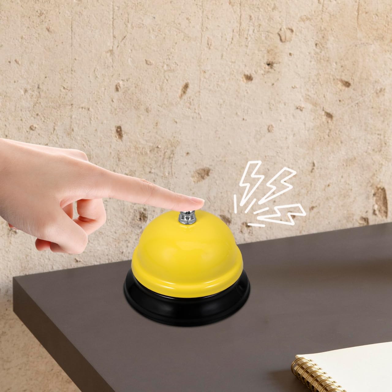 TEHAUX Service Bell 3 Inch Loud Metal Desk Bell Handheld Call for Office Hotel School Classroom Reception Elder Care Use