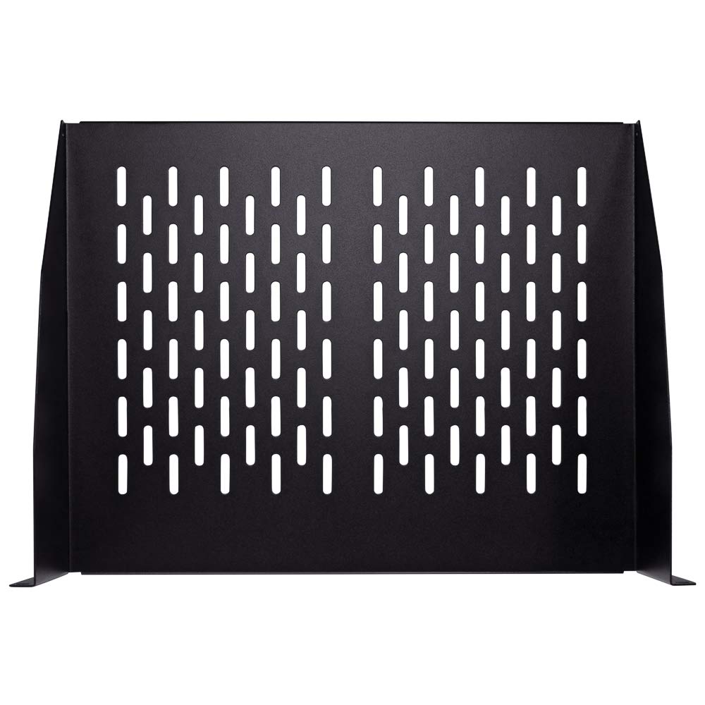 NavePoint 2U 19-Inch Universal Vented Rack Mount Cantilever Server Cabinet Shelf 14-Inches Deep Black