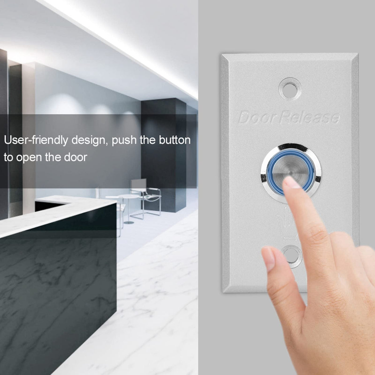Access Control Button, Aluminum Exit Push Button Switch with LED Indicator Light for Access Control System, Metal Door Release Switch for Hollow Door Office Home Security