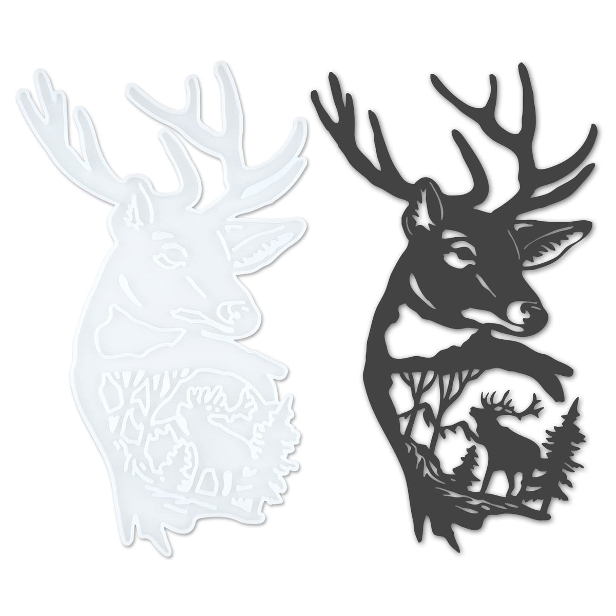 Deer Wall Decor Resin Silicone Mold, Deer Antlers Head Epoxy Casting Mold for Wall Hanging Mount Decor, DIY Door Wall Art Home Party Unique Decoration