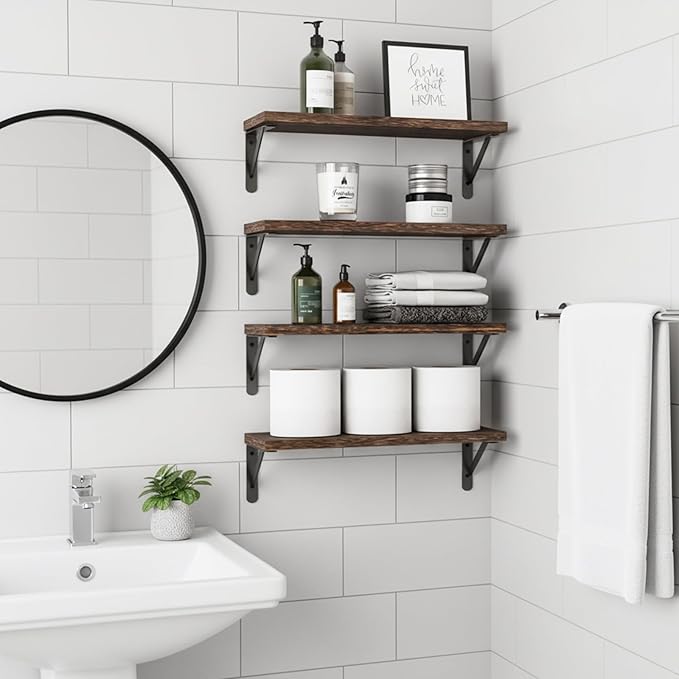 Fixwal Floating Shelves for Wall, Wood Wall Mounted Shelves for Bedroom