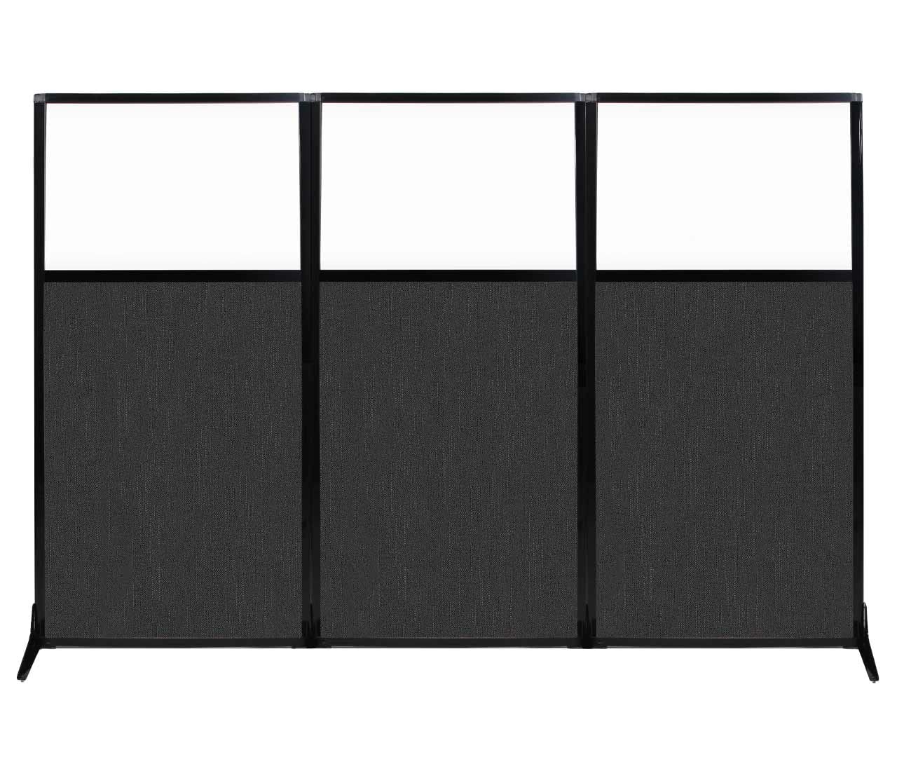Versare Workstation Partition | Portable Wall Divider | Modern Office Cubicle | Free Standing Privacy Screen | Flexible Work Space | 99" x 70" W/Window, Black Fabric Panels