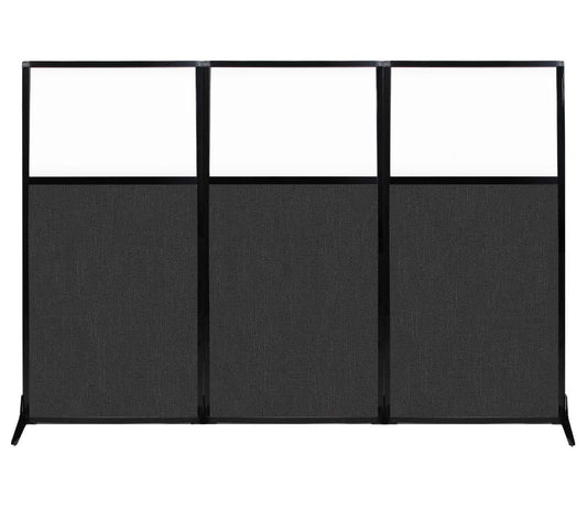 Versare Workstation Partition | Portable Wall Divider | Modern Office Cubicle | Free Standing Privacy Screen | Flexible Work Space | 99" x 70" W/Window, Black Fabric Panels