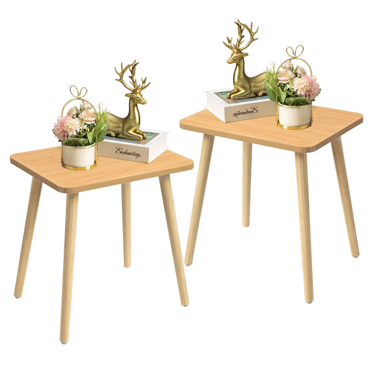 FORAOFUR End Tables Living Room Set of 2, Side Tables for Small Spaces, Modern Side Table Accent Tables with Wooden Legs for Living Room, Bedroom, Easy Assembly