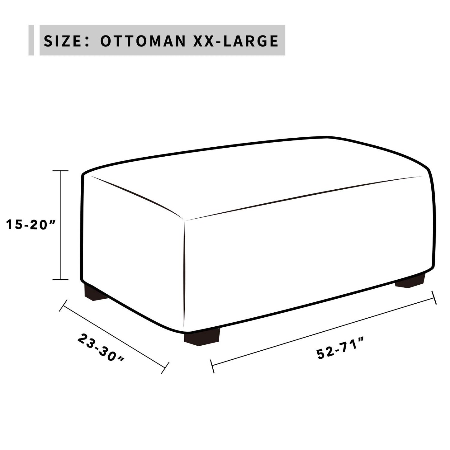 Easy-Going Stretch Ottoman Cover Folding Storage Stool Furniture Protector Soft Rectangle slipcover with Elastic Bottom (XX-Large,Camel)