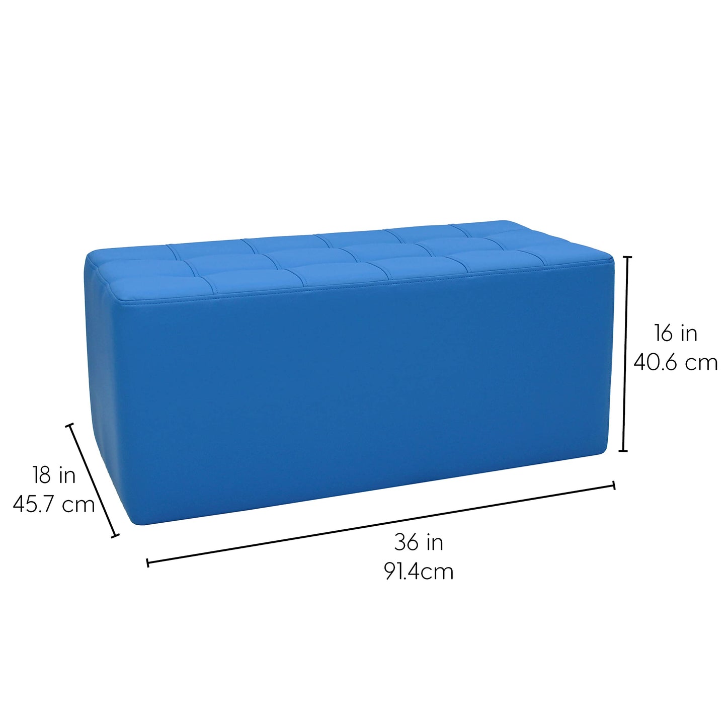 Factory Direct Partners Tufted Rectangle Accent Ottoman Bench Beautifully Upholstered Furniture for Modern Home, Office, Library or Waiting Area Seating, Footstool, Table Use - French Blue, 14046-FB