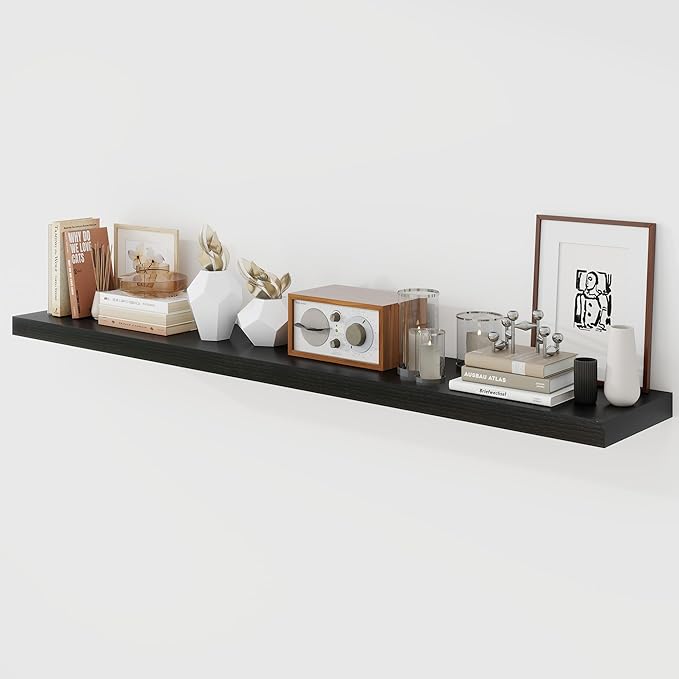 Acovy 55 Inch Floating Shelves, 9.3" Deep Floating Shelf Wall Mounted, Rustic