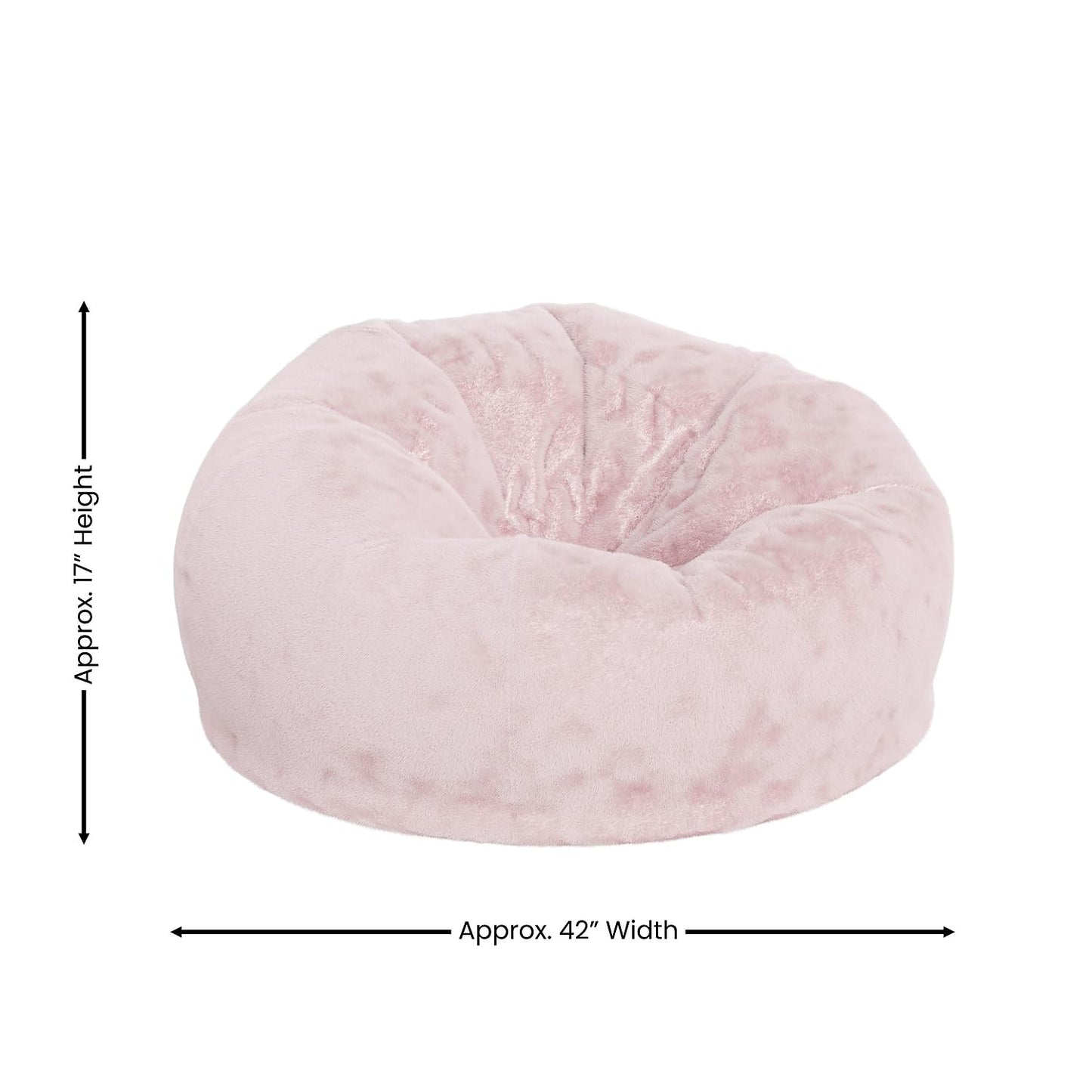 Flash Furniture Duncan Oversized Blush Furry Bean Bag Chair for Kids and Adults