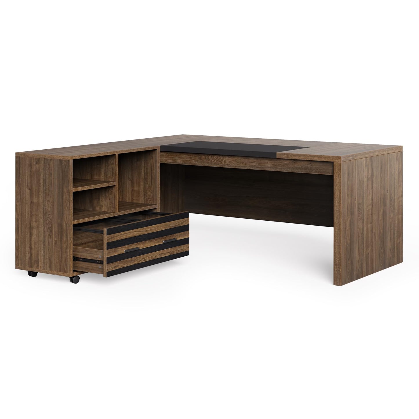 LITTLE TREE L-Shaped Computer Desk with File Cabinet Combo, 63-Inch Office Desk, 31-Inch Filing Cabinet with Storage & Drawer for A4/Letter/Legal Size File, Large Business Furniture for Home Office