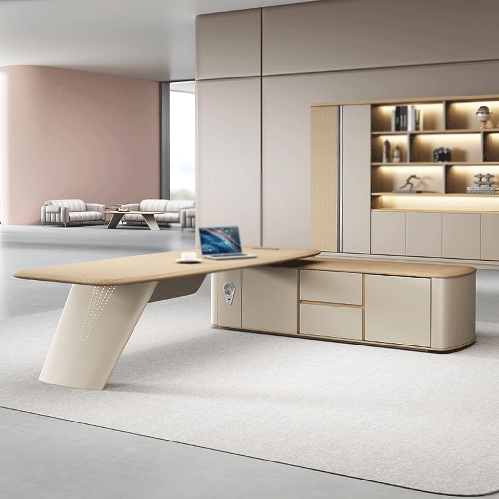 DRTGHYD Vanity Desk Office Desks Simple CEO Boss Desk and Chair Modern Large Office Furniture Chairman