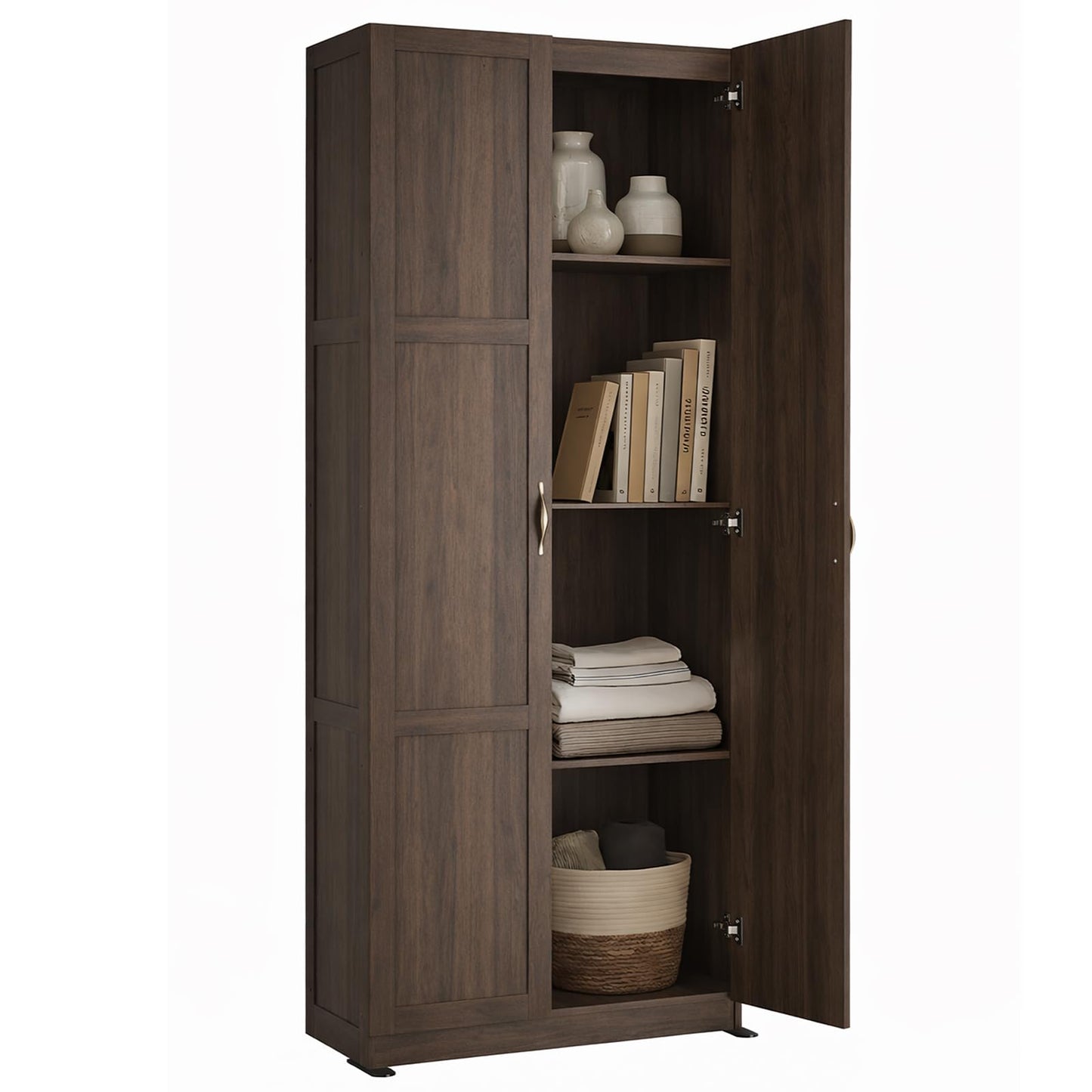 DUMOS Office Storage Cabinet, Large Capacity Organizer, Wooden Bedroom Storage Unit for CD, Blankets and Books, Suitable for Living Rooms, Office and Study Rooms, Brown