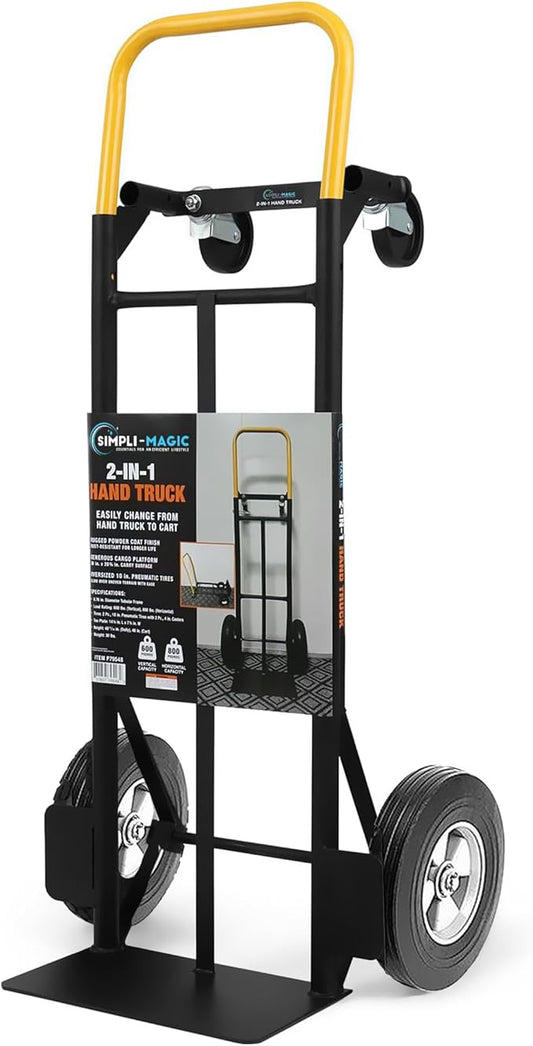 Simpli-Magic 2 in 1 Convertible Hand Truck and Dolly, 800LBS – Heavy-Duty