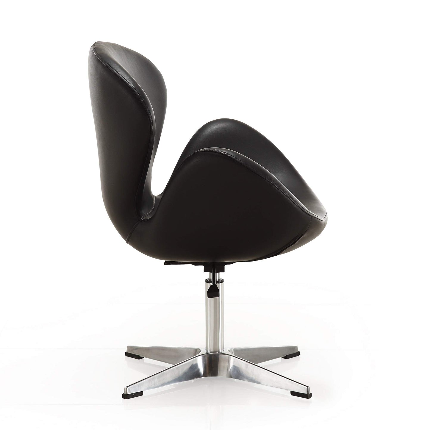 Manhattan Comfort Raspberry Adjustable Swivel Accent Chair with 360° Turn, Polished Chrome Base, Modern Retro Design, Versatile Seat Ideal for Any Room, Set of 2, Black