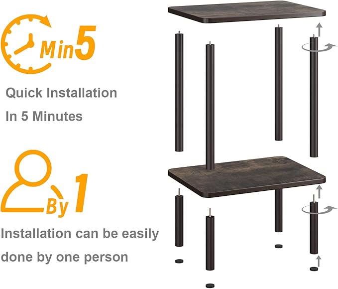 Apicizon 2 Tier End Table Set of 2, Small Side Table