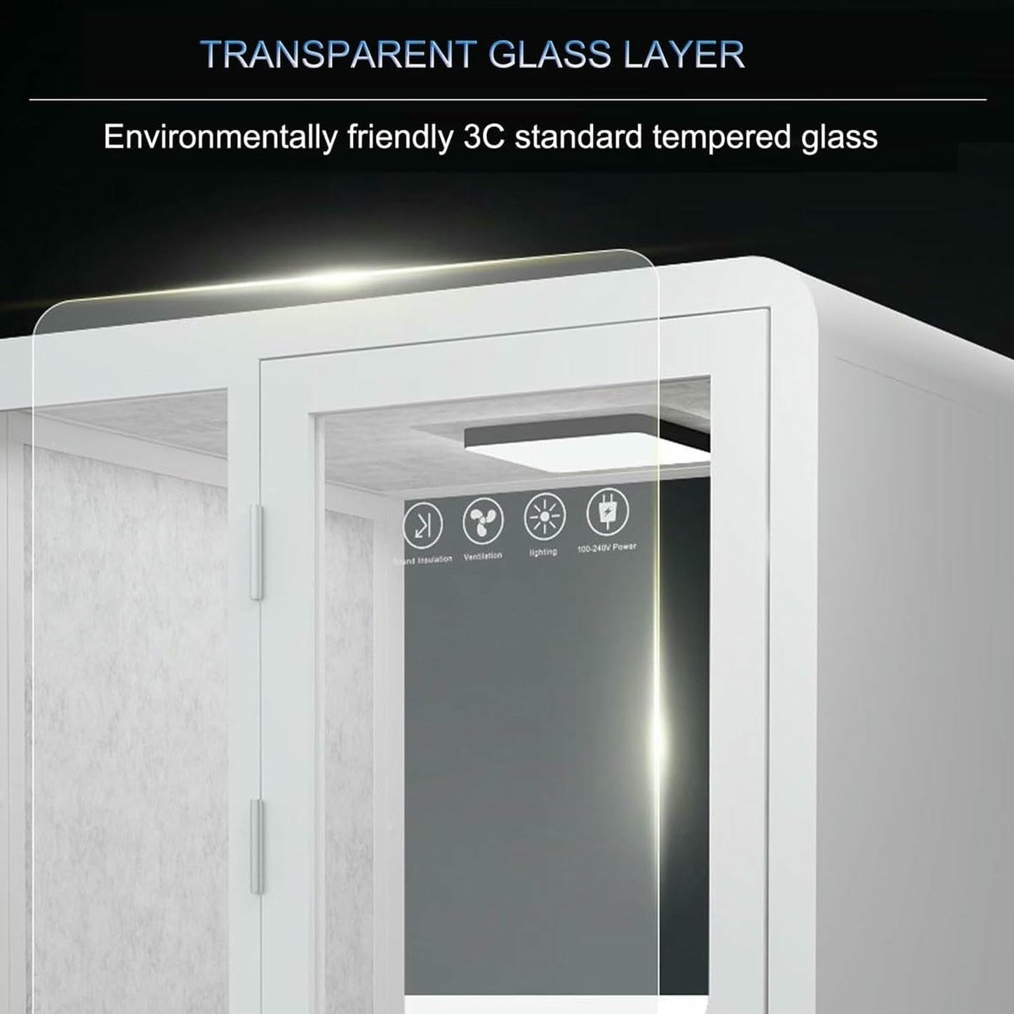 BTOIASYHF Soundproof Office Pod Booth, Mobile Private Meeting Booth, Noise Reduction Work Cubicle, Privacy Booth for Private Phone Calling, with LED Light
