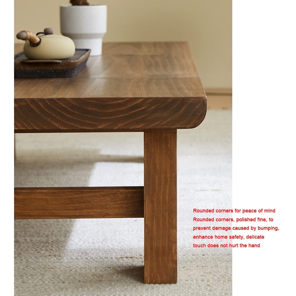 Japanese Solid Wood Coffee Table Zen Style Small Dining Table for Bedroom & Balcony 120x60x38cm Minimalist Floor Table Modern Home Decor Versatile Seating Solution
