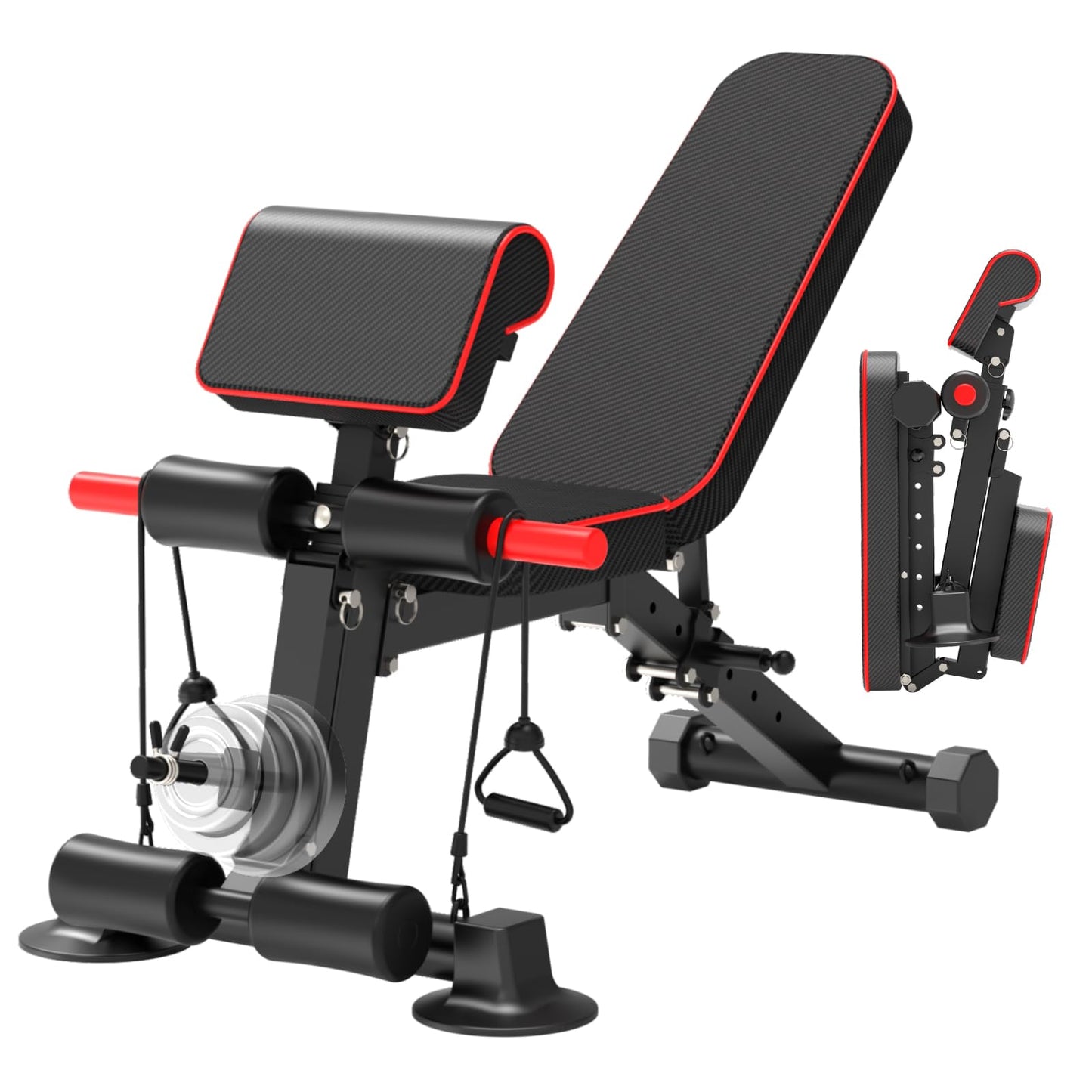 K KiNGKANG Adjustable Weight Bench,1050 lbs Foldable Workout Bench with 8 Back Positions, Incline Decline Flat Exercise Bench for Home Gym Full Body Strength Training