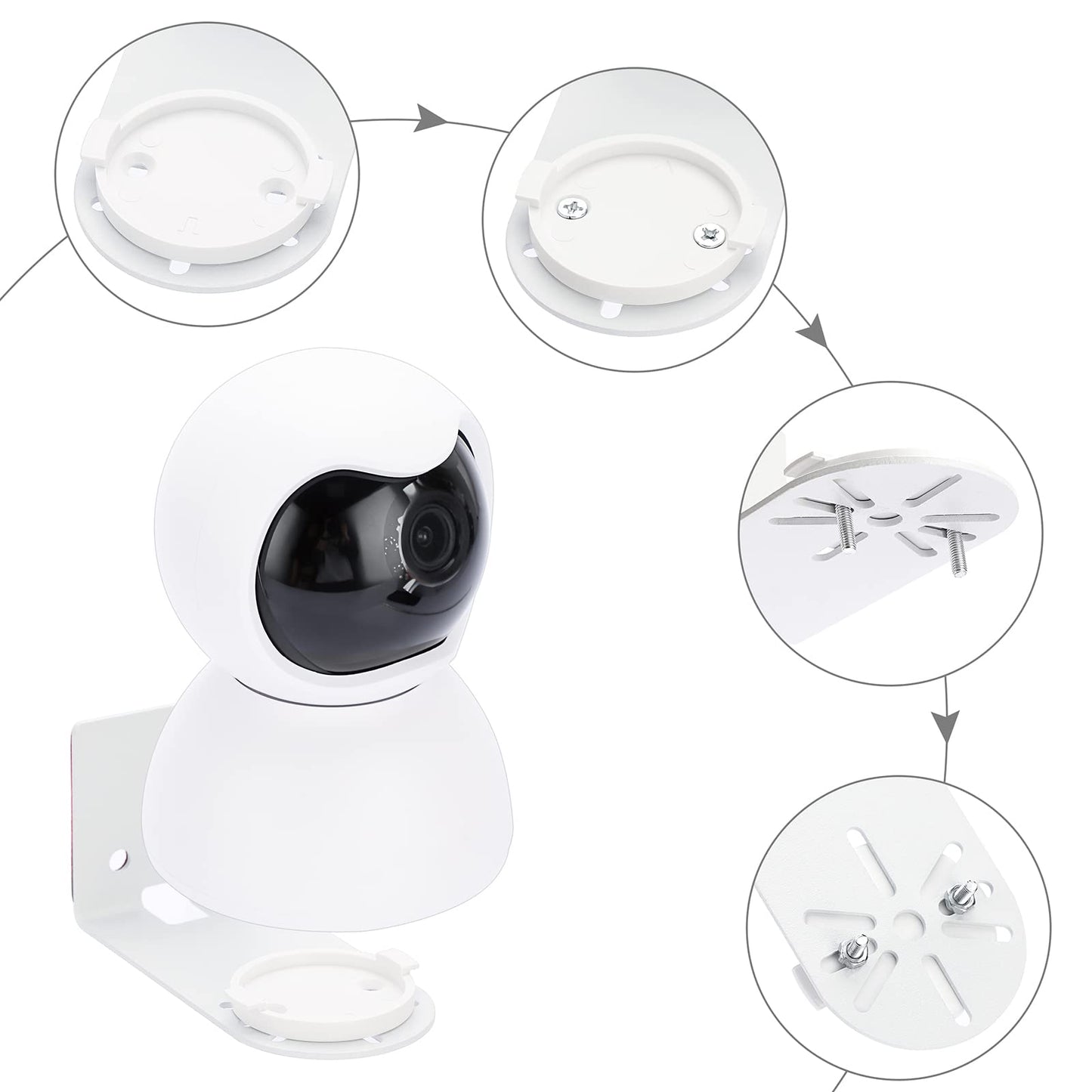 Sumnacon 3PCS Wall Mount Camera Shelf- Metal Small Wall Shelf with Adhesive,Universal Small Floating Shelf for Security Cameras, Speakers,White