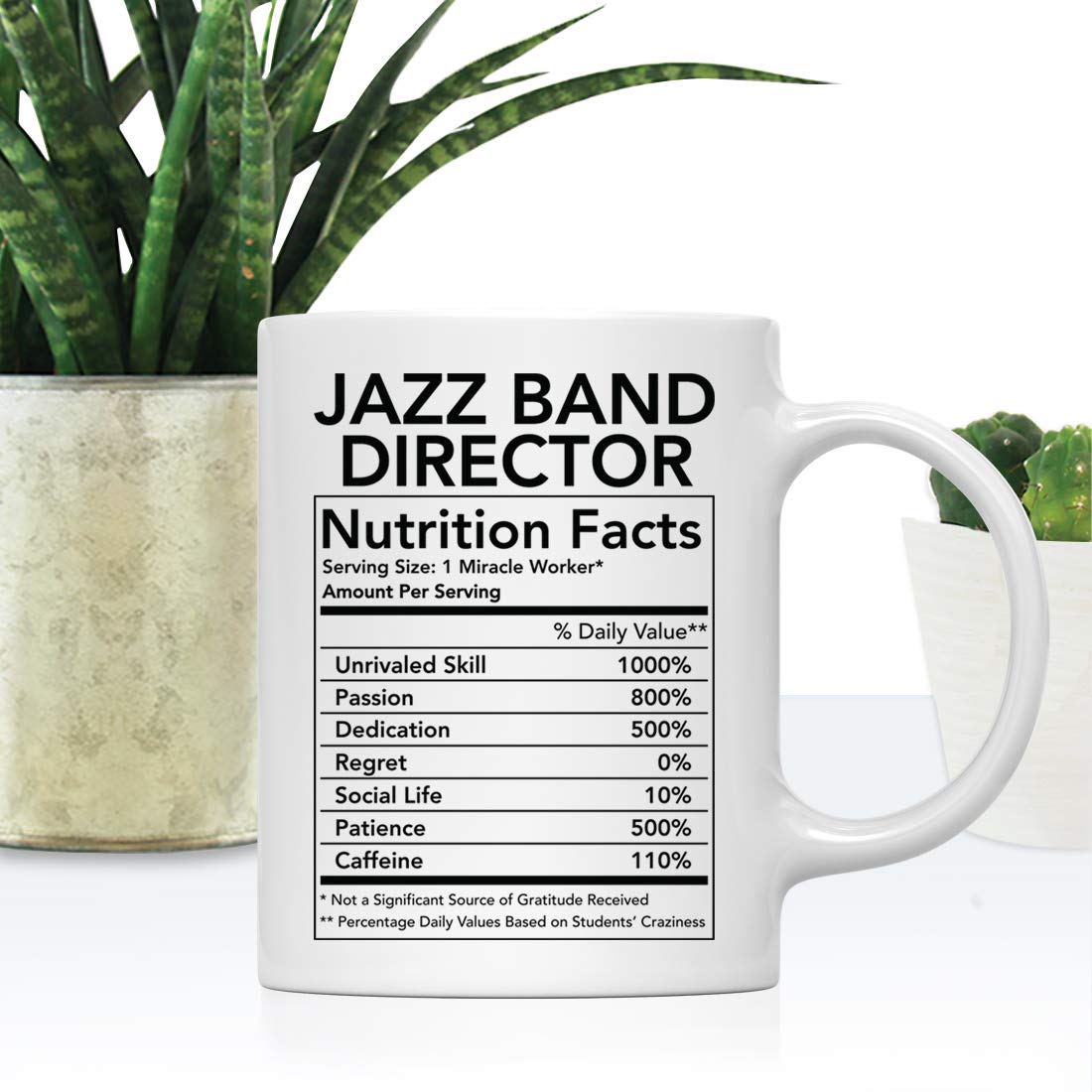 Andaz Press Funny 11oz. Ceramic Coffee Tea Mug Thank You Gift, Jazz Band Director Nutritional Facts, 1-Pack