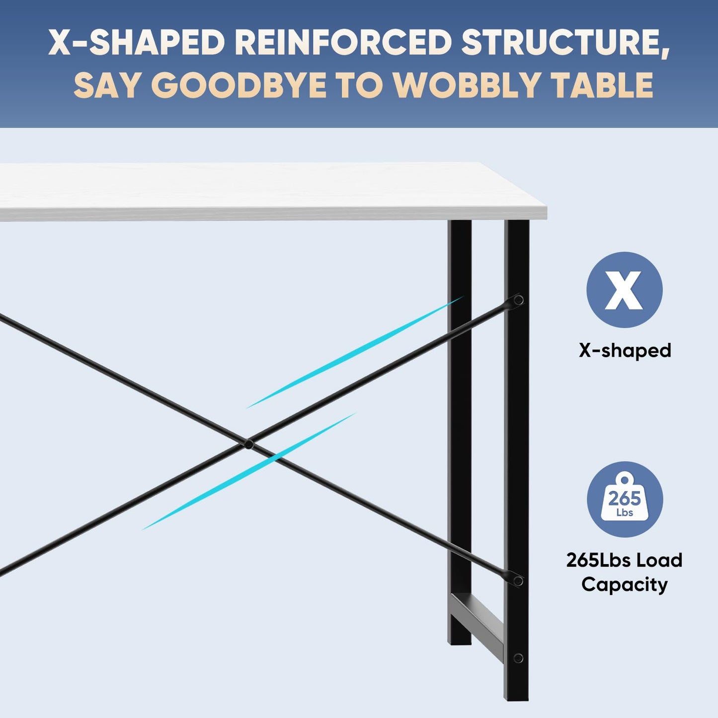 DUMOS 32 Inch Small Computer Desk for Home Office, Modern Study Work Table Simple Style for Bedroom, Writing Desks with X-Shaped ReInchforcement, Black