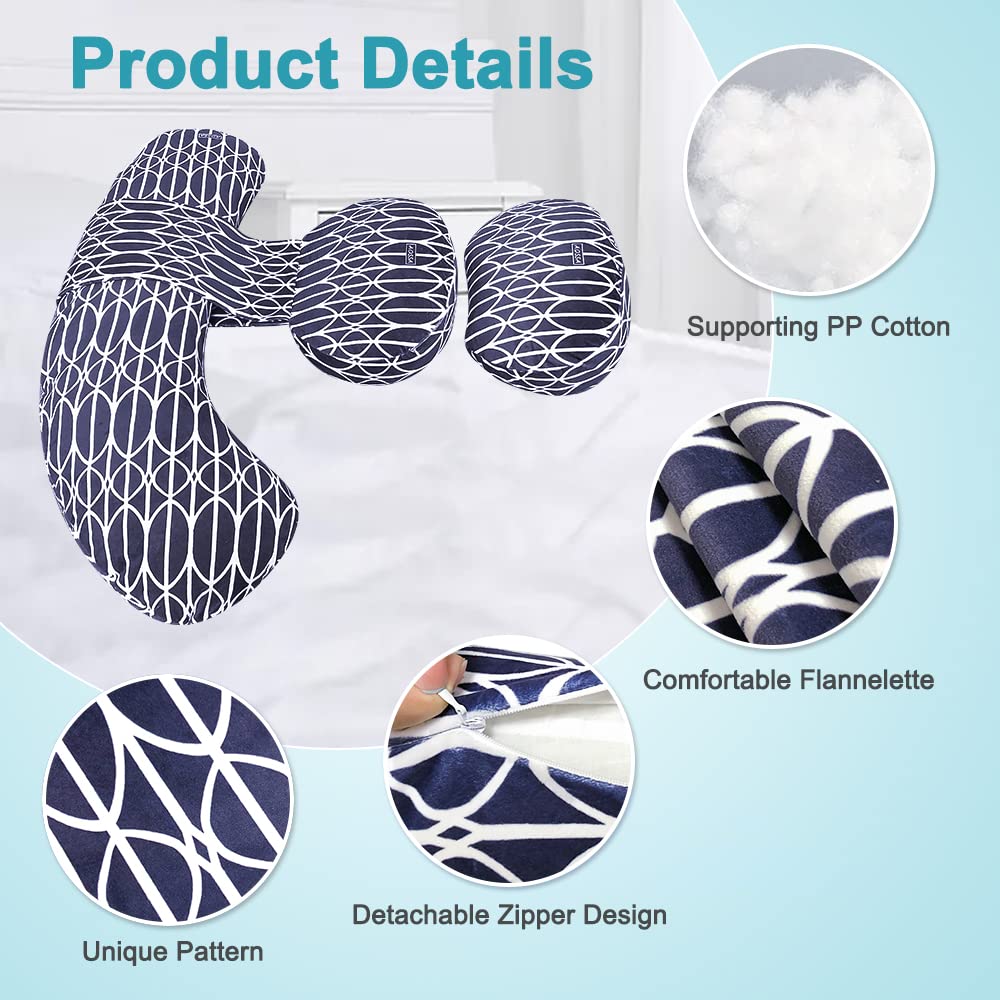 AOSSA BBL Body Pillow After Surgery Large Wedge Pillow for Sleeping Brazillian Butt Lift Recovery Supplies U Shaped Full Body BBL Pillow with Back Support Lumbar Side Sleeper Cushion (Navy Blue)