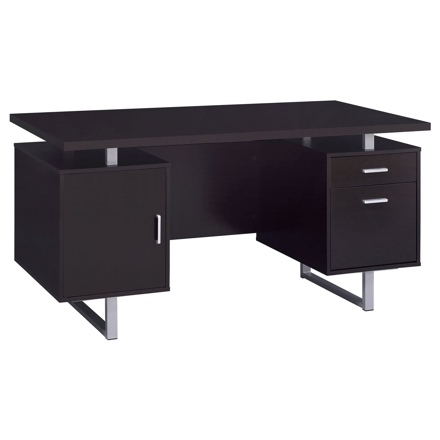 Coaster Home Furnishings - Lawtey - Engineered Wood - 60-Inch Computer Desk with File Cabinet and Standage Drawers, Metal Frame, Contemporary Style - Home Office - Cappuccino - 801521