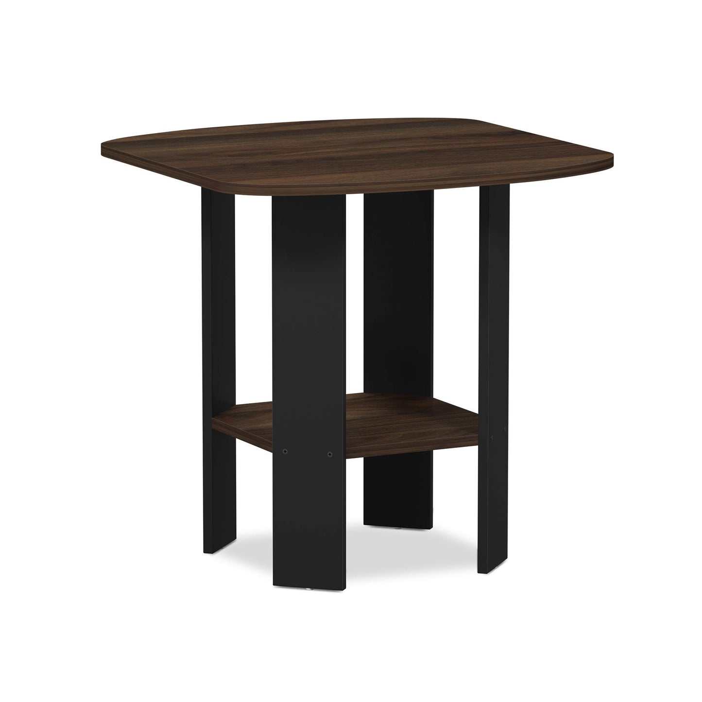 Furinno SIMPLE DESIGN Side Table, 2-Tier Modern End Table with Soft Edges, Open Shelves Night Stand, Bedside Table, for Living Room, Bedroom, Columbia Walnut